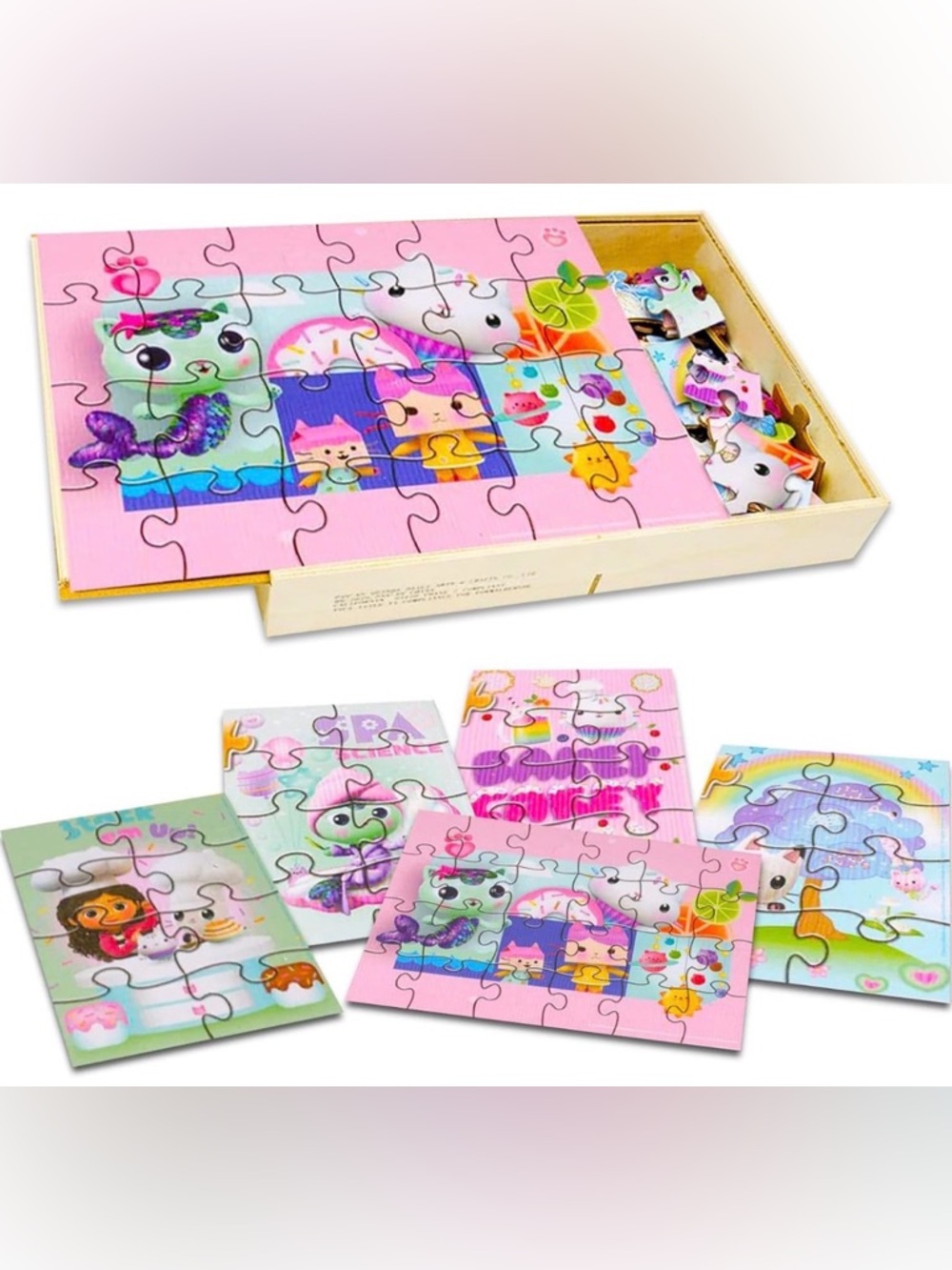 NEW Gabby’s Dollhouse 5 Wood Puzzles Set - Picture 2 of 6